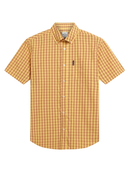 Ben Sherman linear gingham shirt s/s Zest